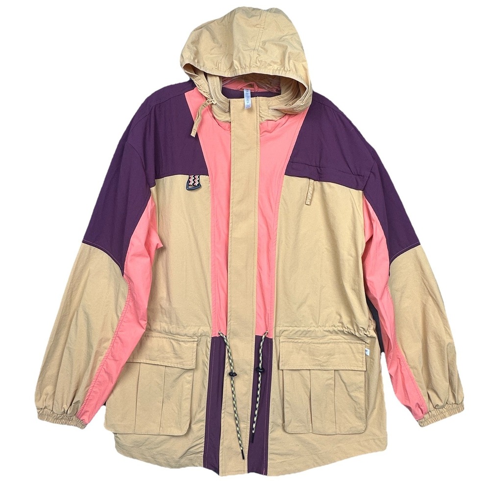 Fabletics By Khloe Kardashian The Heights Cargo Jacket Women XLarge Beige Purple